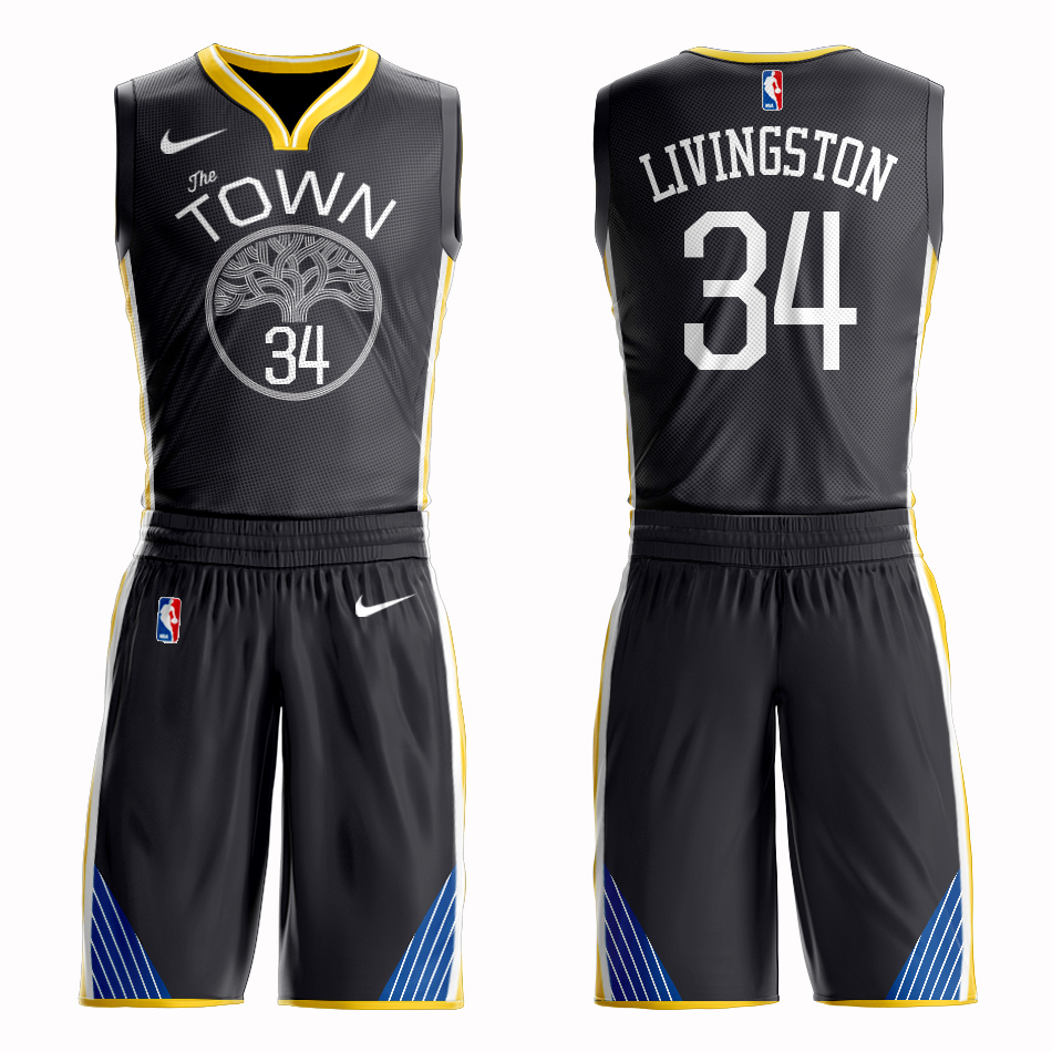 Men 2019 NBA Nike Golden State Warriors #34 Livingston black Customized jersey